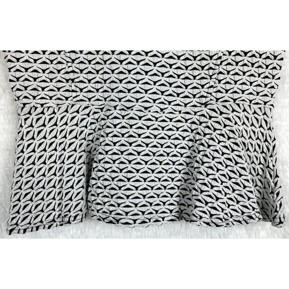 Worthington Petite Large Black White Short Sleeve Peplum Top - Picture 3 of 7